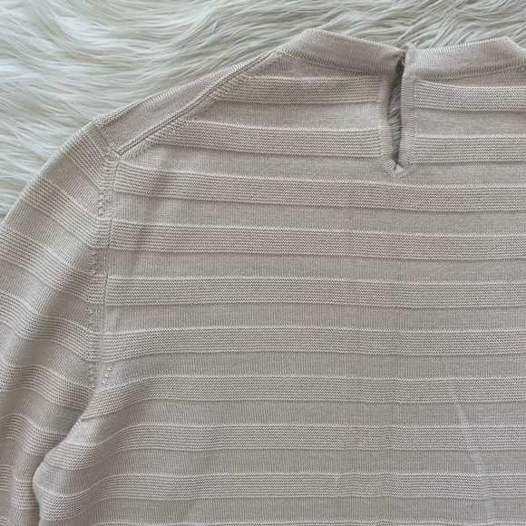 Marlowe Italy Cashmere Silk Beige Tan Taupe Crewneck Ribbed Long Sleeve Sweater - Picture 7 of 9